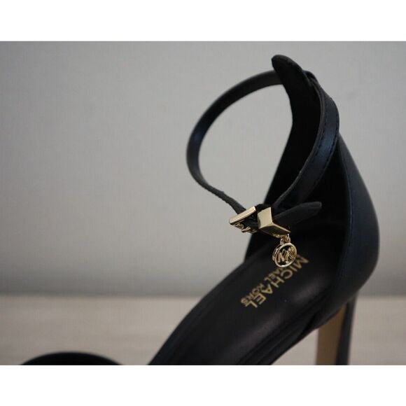 Michael Kors Women's Sz 8M Black Leather Martina 5" Peep-Toe Platform Pumps - Picture 10 of 11